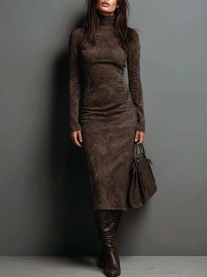 Ava | Wildleder Midi Kleid