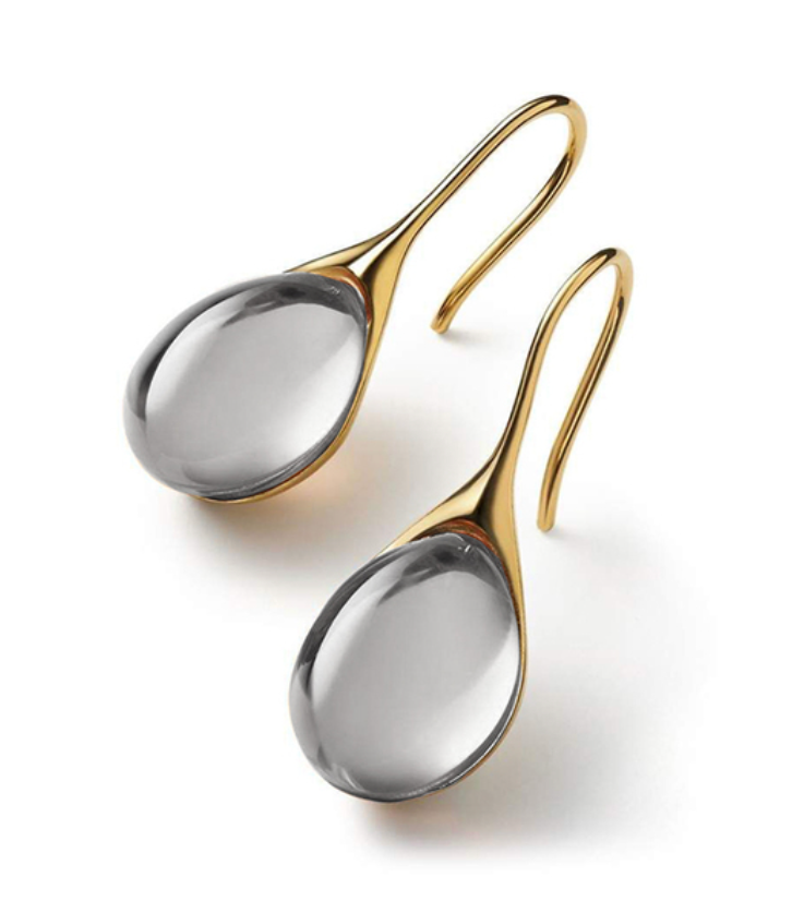 Hängende Kristallohrringe in Gold und Silber
