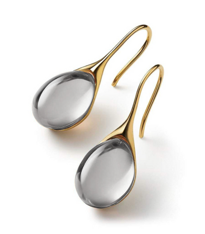 Hängende Kristallohrringe in Gold und Silber