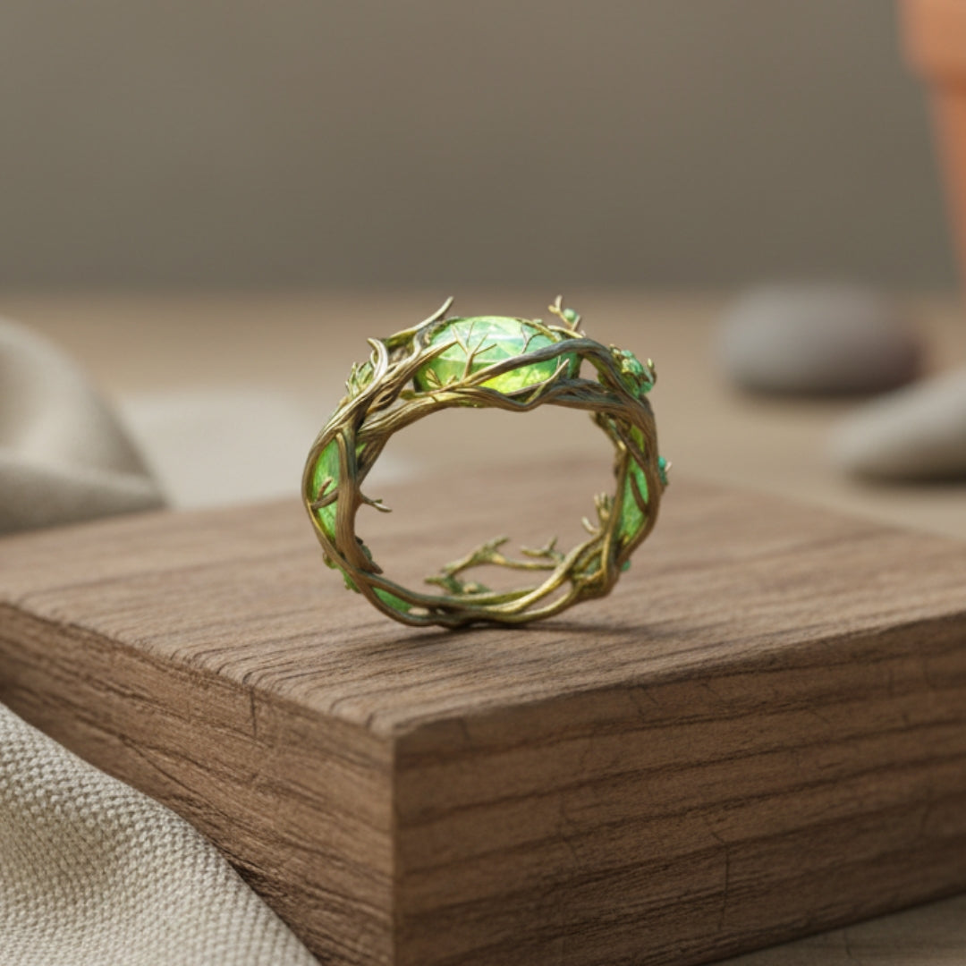 Ring aus natürlichem grünem Opal