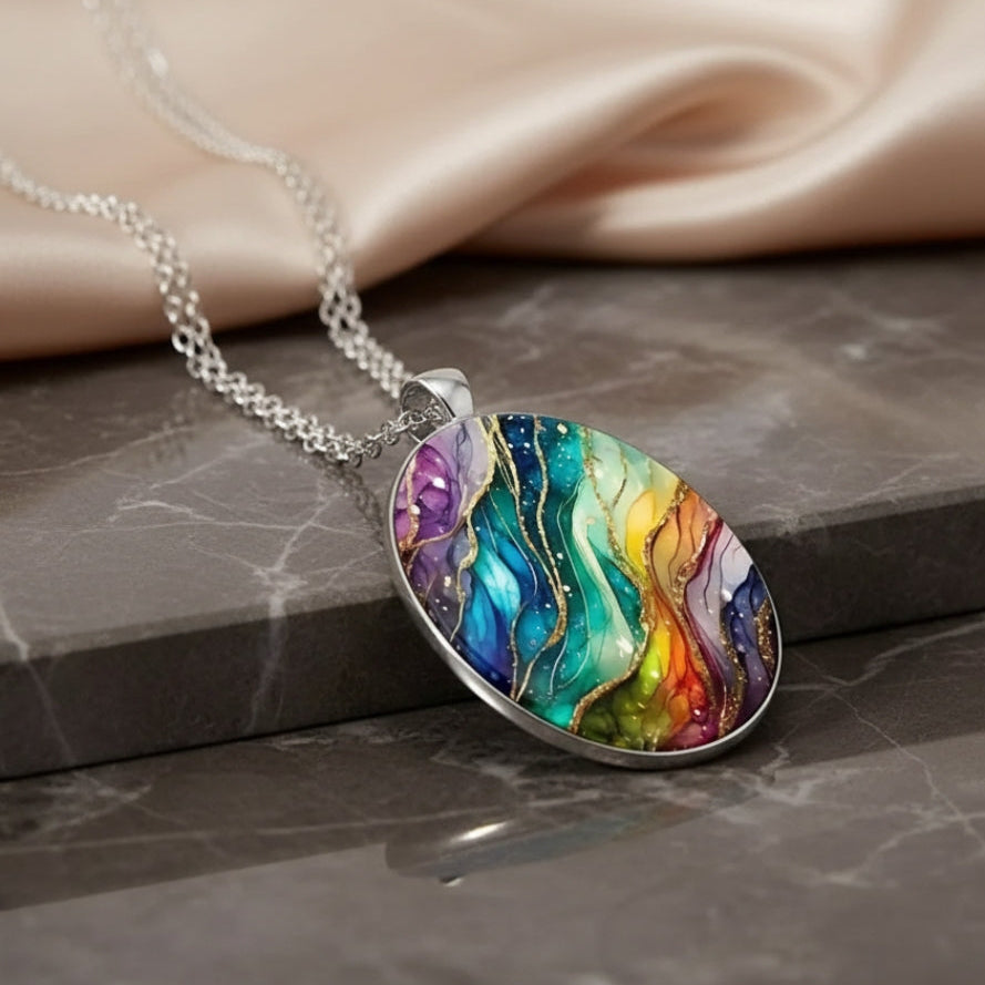 Bunte runde Steinkette