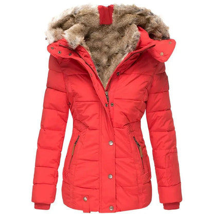 Elegante Damen Winterjacke mit Kunstfellkapuze