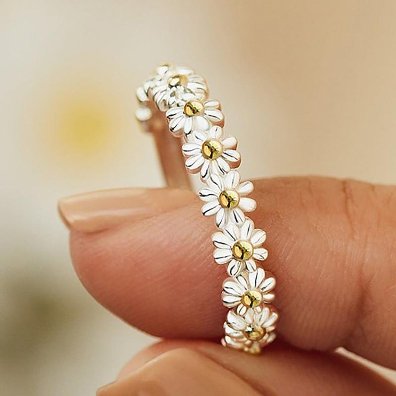Verstellbarer Silberring mit Margerite