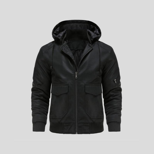 LANCE™|LEDERJACKE MIT KAPUZE