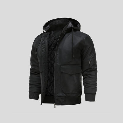 LANCE™|LEDERJACKE MIT KAPUZE