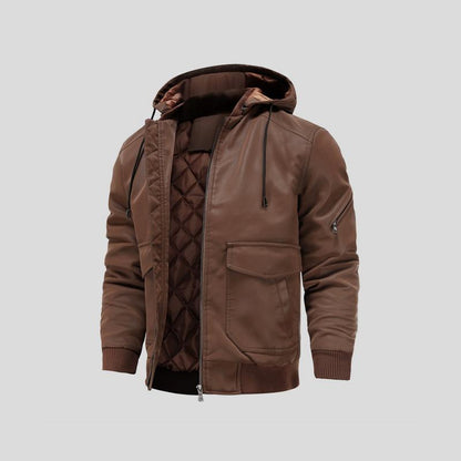 LANCE™|LEDERJACKE MIT KAPUZE