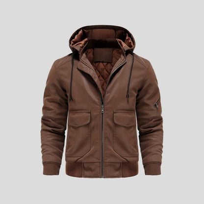 LANCE™|LEDERJACKE MIT KAPUZE