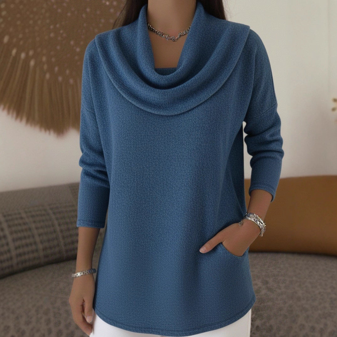 Lia | Weicher Pullover mit Wasserfallkragen