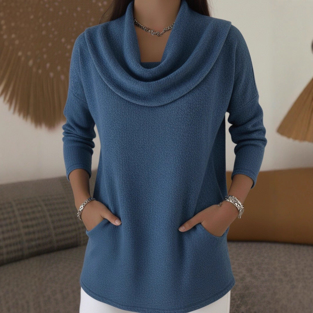 Lia | Weicher Pullover mit Wasserfallkragen