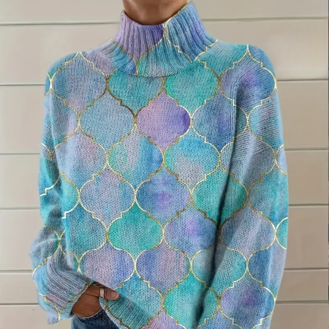 Erica – Pullover Aurora Glow mit goldenen Details