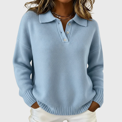Olivia | Weiche Strickware mit Polo-Kragen