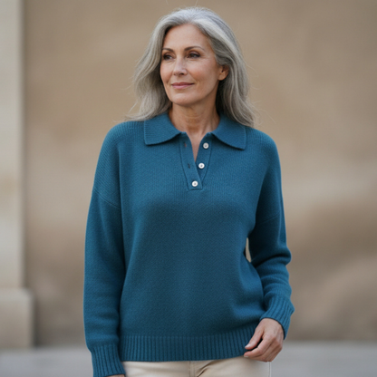 Olivia | Weiche Strickware mit Polo-Kragen