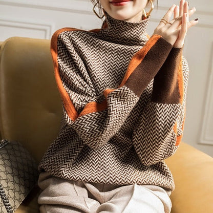 Vera | Pullover mit Stehkragen und Kontraststreifen