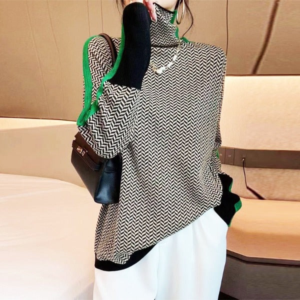Vera | Pullover mit Stehkragen und Kontraststreifen