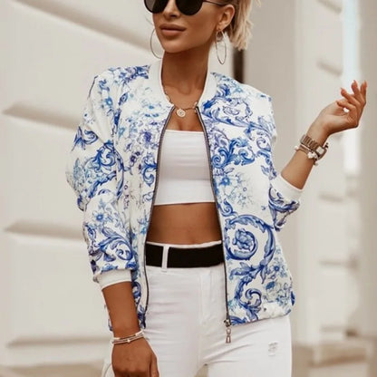 LAYLA - Stilvolle Blumenmuster Jacke mit langen Ärmeln