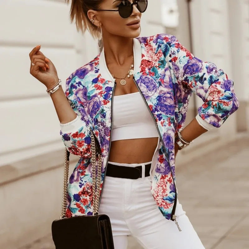 LAYLA - Stilvolle Blumenmuster Jacke mit langen Ärmeln