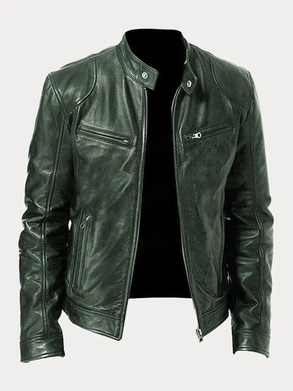 Enzo | Schwarze Lederjacke – klassischer Motorradstil
