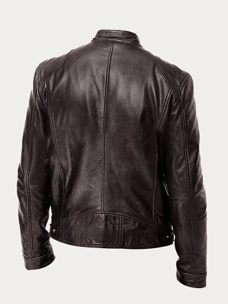 Enzo | Schwarze Lederjacke – klassischer Motorradstil