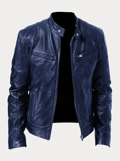 Enzo | Schwarze Lederjacke – klassischer Motorradstil