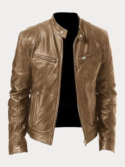 Enzo | Schwarze Lederjacke – klassischer Motorradstil