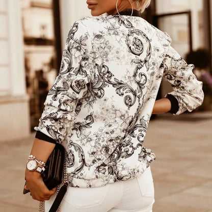 LAYLA - Stilvolle Blumenmuster Jacke mit langen Ärmeln