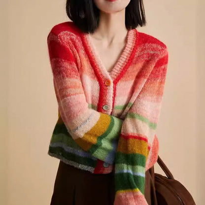 Regenbogen-Strickjacke Valentina Rossi