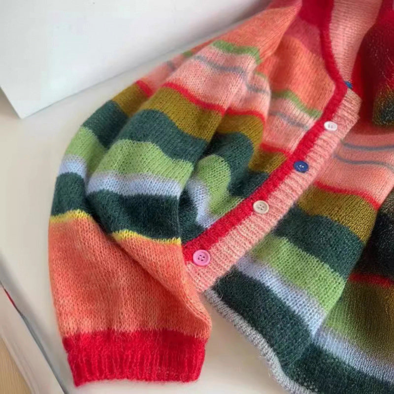 Regenbogen-Strickjacke Valentina Rossi
