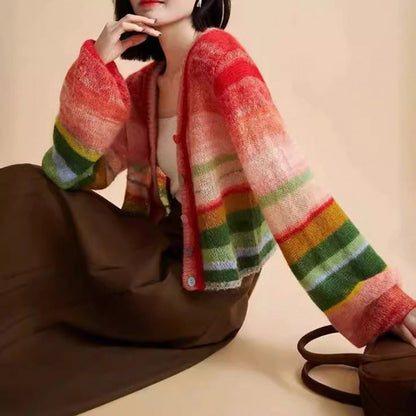 Regenbogen-Strickjacke Valentina Rossi
