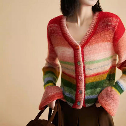Regenbogen-Strickjacke Valentina Rossi