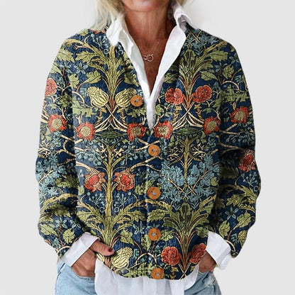 Damen-Cardigan mit floralem Muster und Knöpfen vorne