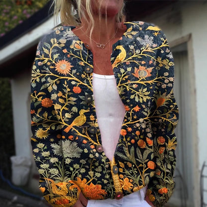 Damen-Cardigan mit floralem Muster und Knöpfen vorne