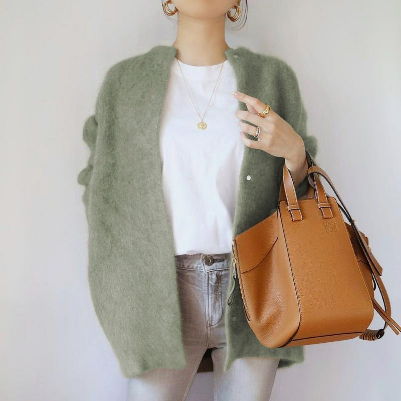 Offene Strickjacke aus weichem Material für Damen mit lässiger Silhouette