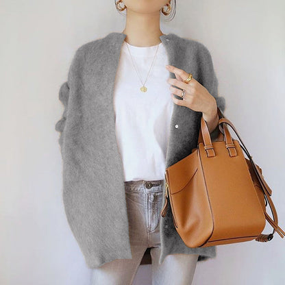 Offene Strickjacke aus weichem Material für Damen mit lässiger Silhouette