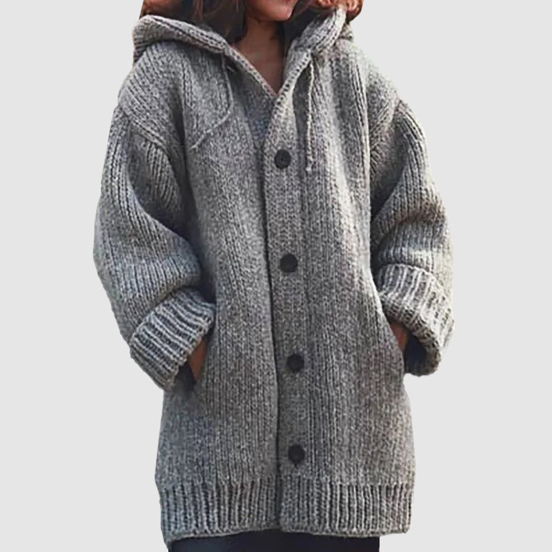Oversized Strickcardigan mit Kapuze für Damen