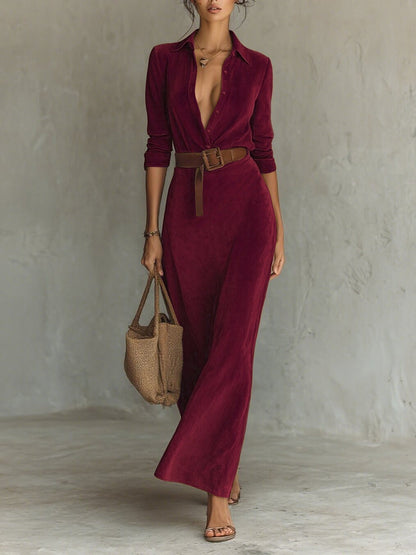 Célianne - Schickes Wildleder-Maxikleid