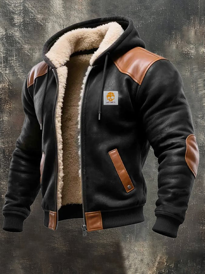 Warme Vintage-Jacke aus Kunstleder