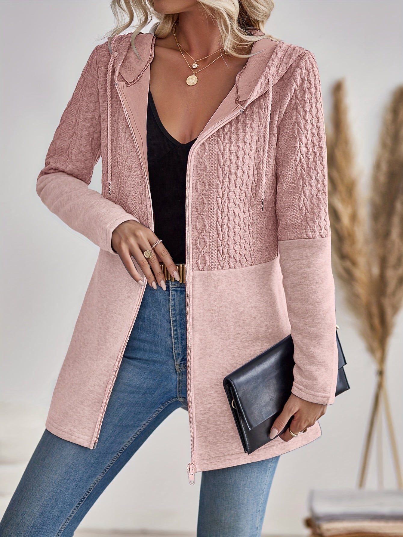 Vespara – Damen Sweatshirt mit Reißverschluss und elegantem Kapuzenpullover
