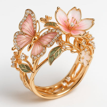 Ring mit kubischem Zirkonia und Schmetterlingsdesign, natürlich brillant