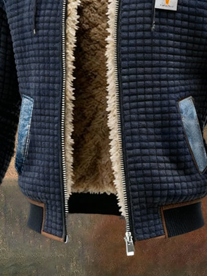 Vanhouten™ | Gefütterte schwarze Jacke mit Denim-Details