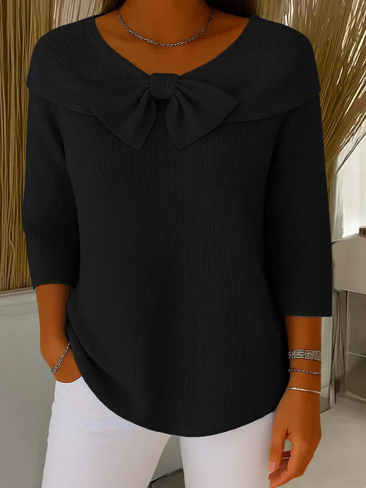 Clara | Elegantes Oberteil mit Schleife aus weichem Strick