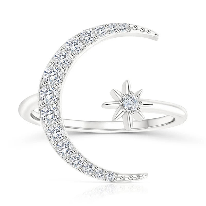 Ring mit Mond und Stern aus Silber
