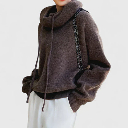 Marie | Cozy Pullover mit hohem Kragen und Kapuze