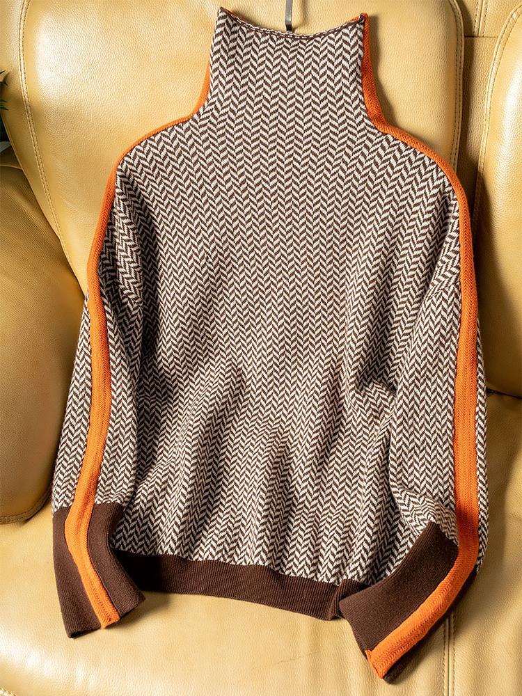 Vera | Pullover mit Stehkragen und Kontraststreifen