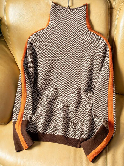 Vera | Pullover mit Stehkragen und Kontraststreifen