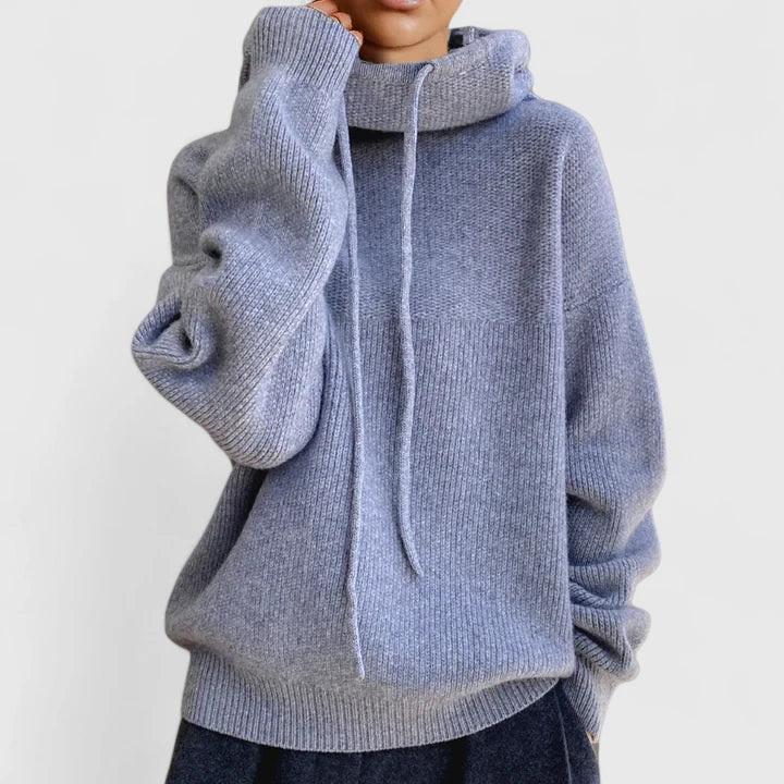 Marie | Cozy Pullover mit hohem Kragen und Kapuze