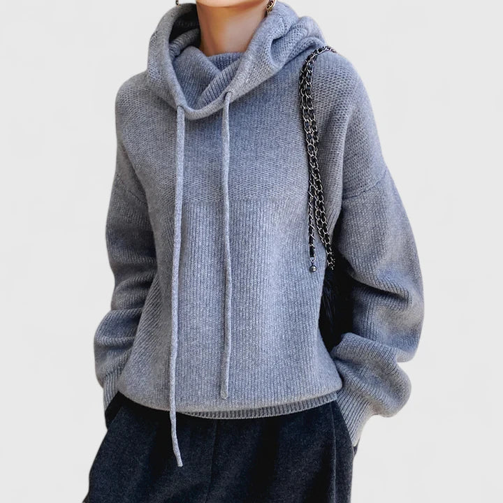 Marie | Cozy Pullover mit hohem Kragen und Kapuze