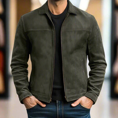 Carlo™ | Minimalistische Jacke mit Reißverschluss und Wildlederfinish
