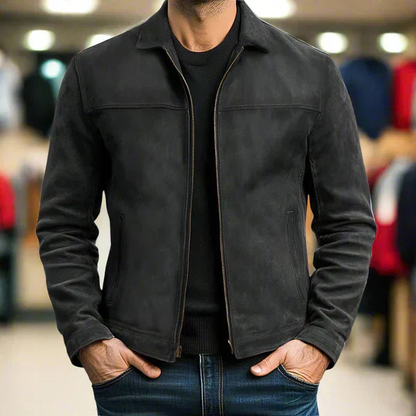 Carlo™ | Minimalistische Jacke mit Reißverschluss und Wildlederfinish