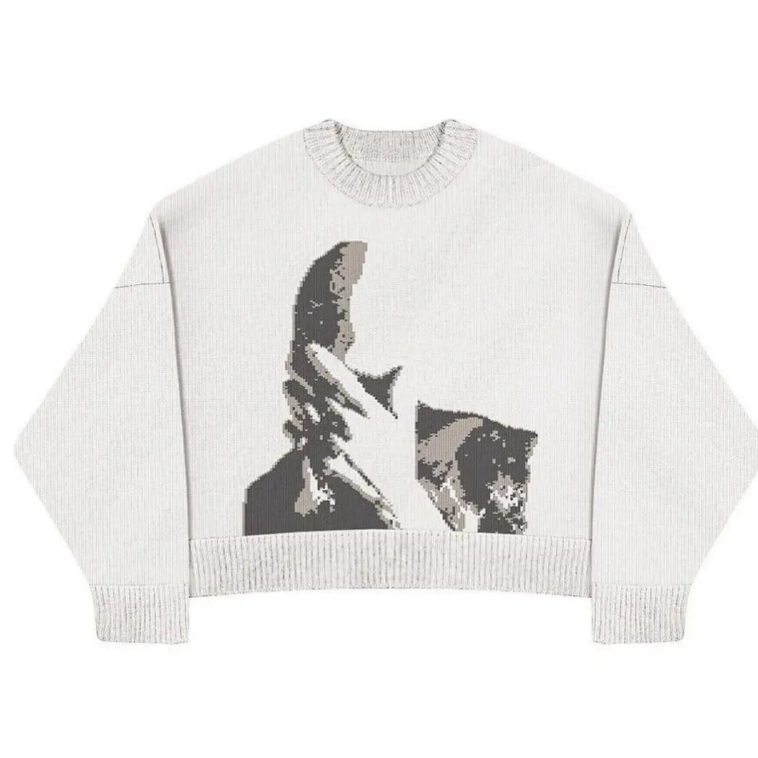 FEMMEHAUS GESICHTS STRICKPULLOVER