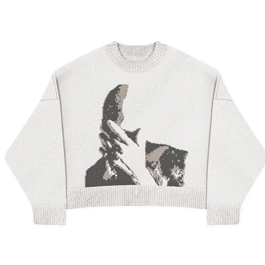 FEMMEHAUS GESICHTS STRICKPULLOVER